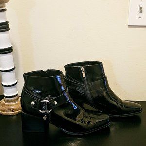 Black Patent Leather Ankle Boots